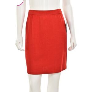 St. John Luxury 100% Wool Red Orange Above the Knee Pencil Skirt Office Size 10